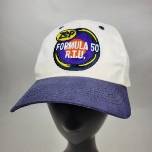 Zep Formula 50 R.T.U. Strap Back Hat Cap Beige / Blue Brim Vintage Robertson